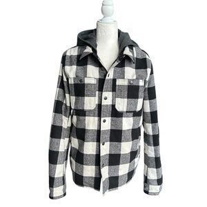 G.H. Bass & Co. Wool blend - Buffalo plaid hooded shirt jacket - Small